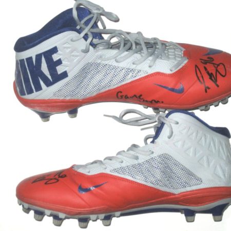 Jay Bromley New York Giants Game Used & Signed Blue, Red & Gray Nike Cleats