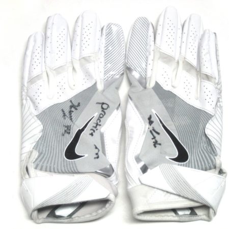 Kerry Wynn New York Giants 2017 Practice Worn & Autographed White & Silver Nike Gloves