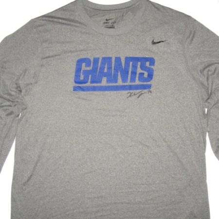 Kerry Wynn Player Issued & Signed New York Giants #72 Long Sleeve Nike Shirt