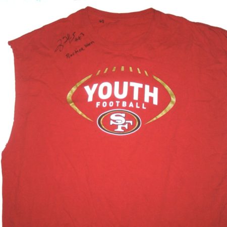 Tony Jerod-Eddie Practice Worn & Signed San Francisco 49ers Youth Football Shirt