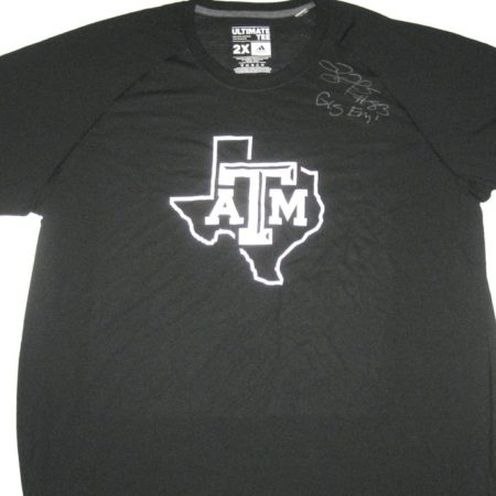 Tony Jerod-Eddie Training Worn & Signed Black Texas A&M Aggies Adidas Shirt