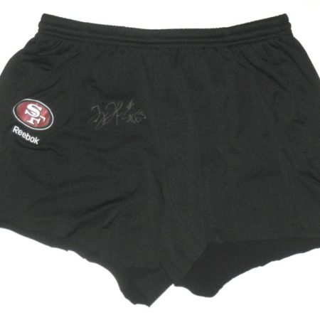 Tony Jerod-Eddie Training Worn & Autographed Black San Francisco 49ers #63 Reebok Sweatpants – Cut Into Shorts!