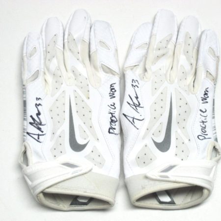 Andrew Adams New York Giants Practice Worn & Signed White & Silver Nike Vapor Jet Gloves