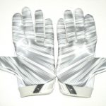 Andrew Adams 2017 New York Giants Practice Worn & Signed White & Silver Nike Vapor Jet Gloves