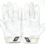 Andrew Adams New York Giants Game Worn & Signed White & Silver Nike XL Gloves - Image 5