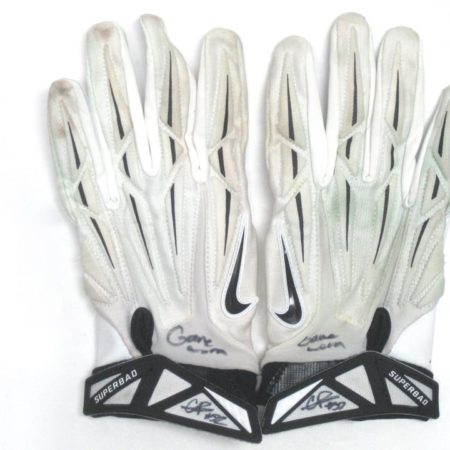 Craig Robertson Cleveland Browns Game Used & Signed White & Black Nike Superbad Gloves