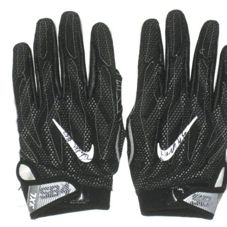 Deon Simon New York Jets Practice Worn & Signed Black & White Nike Superbad 4.0 Gloves
