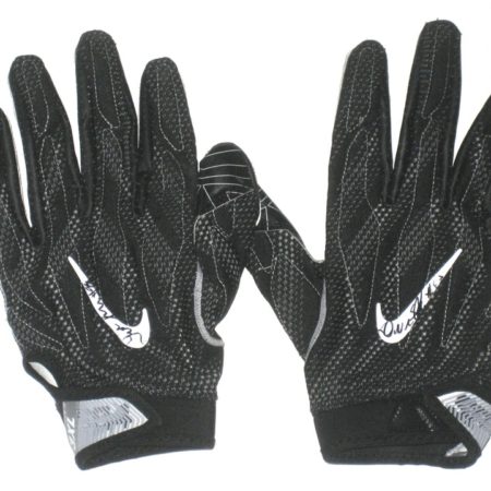 Deon Simon New York Jets Practice Worn & Signed Black & White Nike Superbad 4.0 Gloves