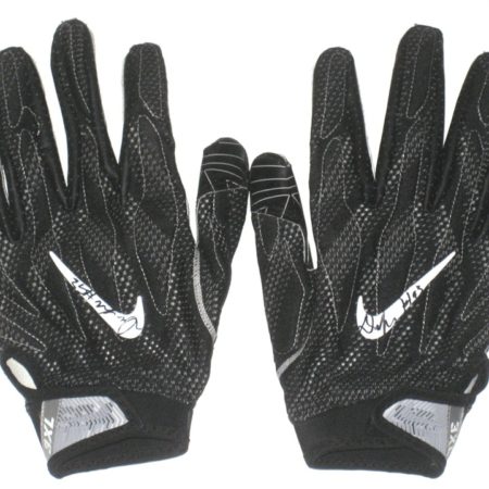 Deon Simon New York Jets Practice Worn & Signed Black & White Nike Superbad 4.0 Gloves