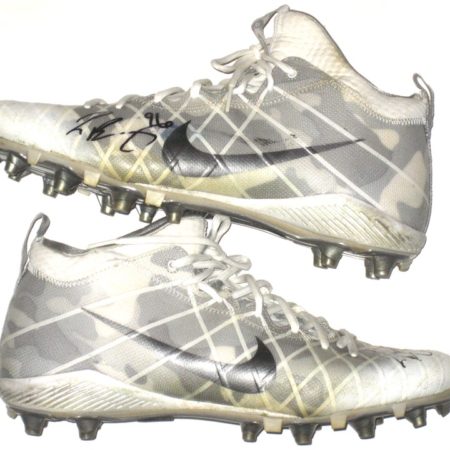 Jay Bromley New York Giants Game Used & Signed White & Gray Camo Nike Field General Cleats