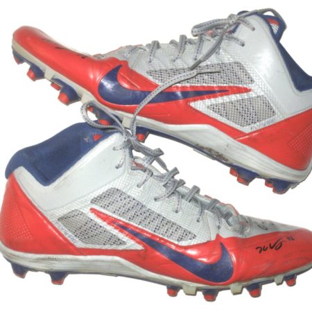 Kerry Wynn New York Giants Game Worn & Signed Red, Gray & Blue Nike Alpha Pro Cleats