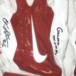 Orleans Darkwa New York Giants Game Worn & Signed Red & White Nike Vapor Jet Gloves