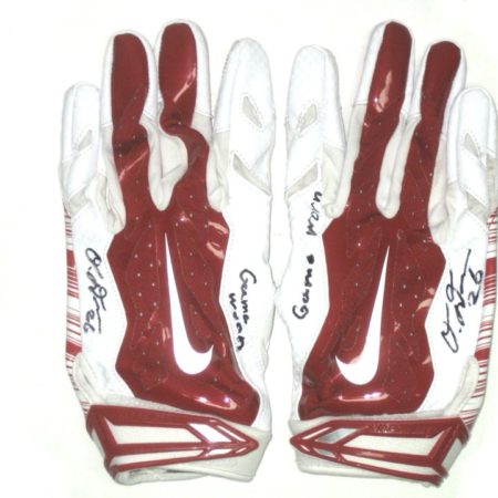 Orleans Darkwa New York Giants Game Used & Signed Red & White Nike Vapor Jet Gloves