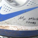 Orleans Darkwa New York Giants Training Worn & Signed Gray & Blue Nike Workout Sneakers - Image 7