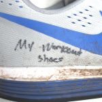Orleans Darkwa New York Giants Training Worn & Signed Gray & Blue Nike Workout Sneakers - Image 6