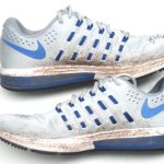 Orleans Darkwa New York Giants Training Worn & Signed Gray & Blue Nike Workout Sneakers - Image 2
