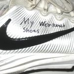 Orleans Darkwa New York Giants Training Worn & Signed White & Black Nike Vapor Turf Shoes