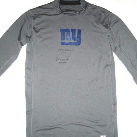 Orleans Darkwa Practice Worn & Signed New York Giants #26 Nike Pro Combat Compression XL Shirt