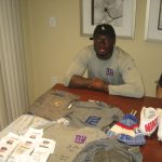 Orleans Darkwa with 2017 New York Giants Game Worn & Signed Evoshield Swag Tech Shirt