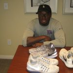 Orleans Darkwa New York Giants Training Worn & Signed Gray & Blue Nike Workout Sneakers - Image 11