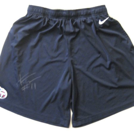 Alex Tanney 2017 Training Worn & Signed Official Blue Tennessee Titans Nike Dri-Fit XL Shorts
