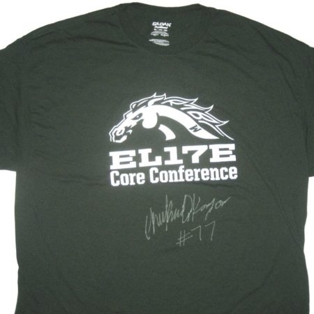 Chukwuma Okorafor Training Worn & Signed Green Western Michigan Broncos Gildan Shirt