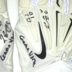 Jay Bromley New York Giants Game Worn & Signed White, Black & Silver Nike Superbad Gloves