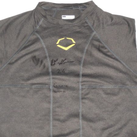 Orleans Darkwa 2017 New York Giants Game Worn & Signed Evoshield Swag Tech Shirt