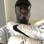 Orleans Darkwa with 2017 New York Giants Game Used & Signed White & Black Nike Cleat