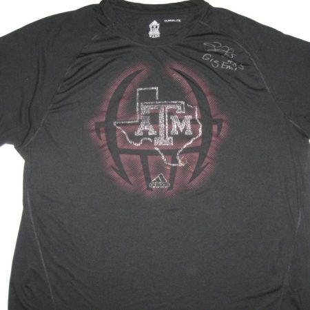 Tony Jerod-Eddie Training Worn & Signed Black Texas A&M Aggies Adidas Climalite Shirt