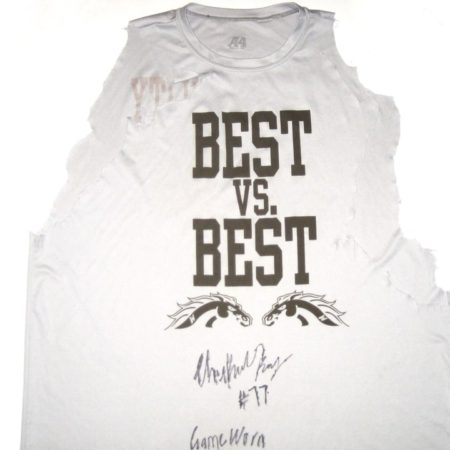 Chukwuma Okorafor Game Used & Signed Western Michigan Broncos "BEST VS BEST" A4 Shirt