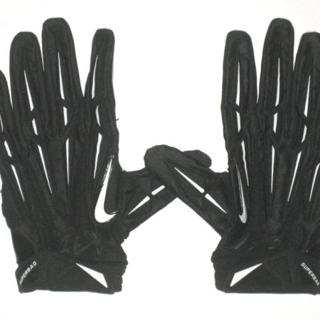 Jay Bromley New York Giants Practice Worn & Signed Black & White Nike Superbad Gloves