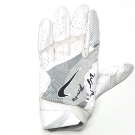 Kerry Wynn 2017 New York Giants Practice Worn & Signed White & Silver Nike Glove