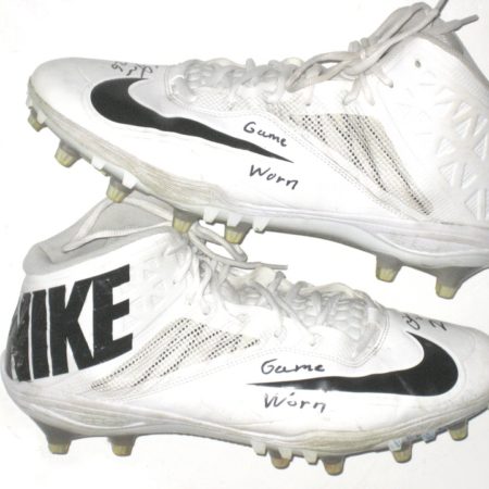 Orleans Darkwa New York Giants Game Worn & Signed White & Black Nike Cleats