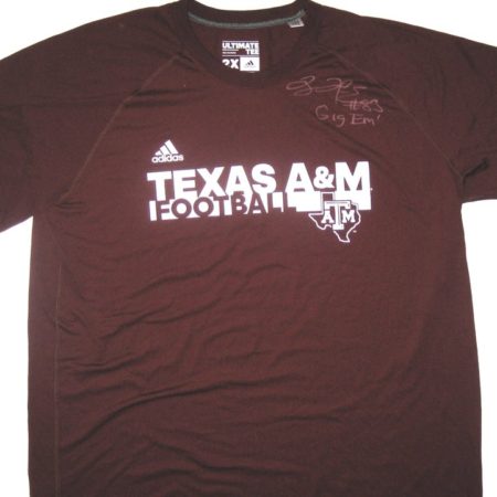 Tony Jerod-Eddie Training Worn & Autographed Texas A&M Aggies Adidas 2XL Shirt - Worn as Member of San Francisco 49ers!