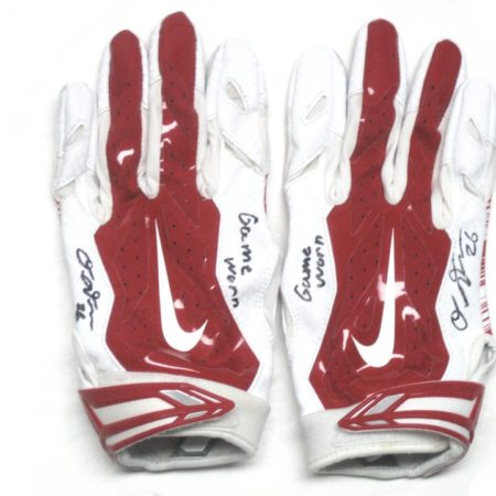 Orleans Darkwa 2017 New York Giants Game Used & Signed Red & White Nike Vapor Jet Gloves