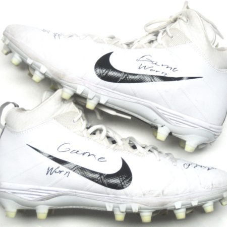 Orleans Darkwa 2017 New York Giants Game Used & Signed White & Black Nike Field General Cleats