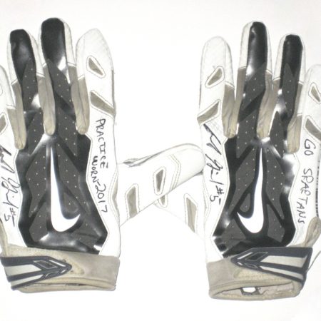 Frank Ginda 2017 San Jose State Spartans Practice Worn & Signed White & Silver Nike Vapor Jet XL Gloves