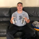 Frank Ginda with 2017 San Jose State Spartans Practice & Signed Nike Vapor Jet XL Gloves