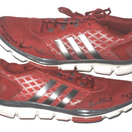 Shane Wimann Northern Illinois Huskies Training Worn & Autographed Red & Silver Adidas Sneakers