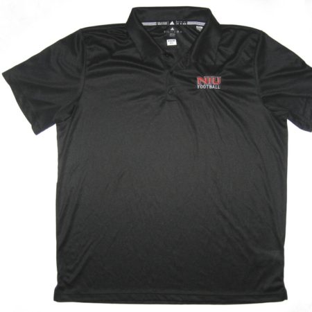 Shane Wimann Official Black Northern Illinois Huskies Football #35 Adidas Polo Shirt - Worn for Road Trips!