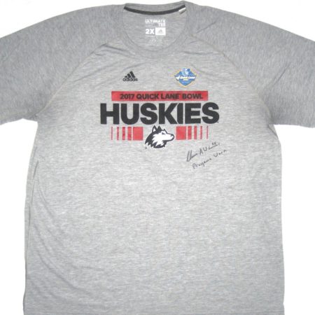 Shane Wimann Pregame Worn & Signed Northern Illinois Huskies 2017 Quick Lane Bowl Adidas 2XL Shirt