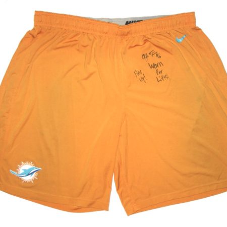AJ Francis Player Issued & Signed Official Miami Dolphins #96 Nike Drifit 3XL Shorts - Worn for Lifts!!