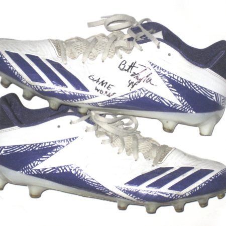 Brett Taylor Western Illinois Leathernecks Game Used & Signed White & Purple Adidas Freak Cleats