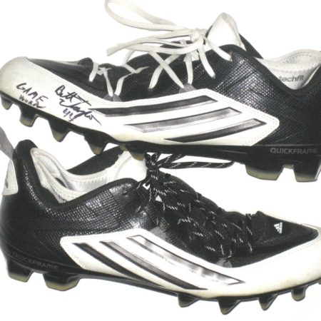 Brett Taylor Western Illinois Leathernecks Game Worn & Signed White, Silver & Black Adidas Cleats