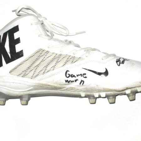 Orleans Darkwa 2017 New York Giants Game Used & Signed White & Black Nike Cleat