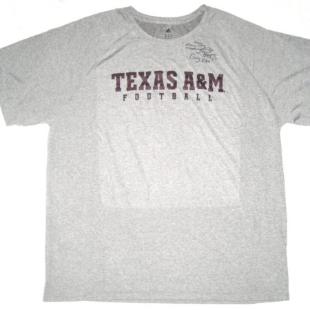 Tony Jerod-Eddie Training Worn & Signed Gray Texas A&M Aggies Football Adidas Climalite Shirt