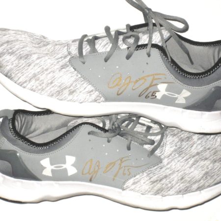 AJ Francis New York Giants Training Worn & Signed White & Gray Under Armour Sneakers
