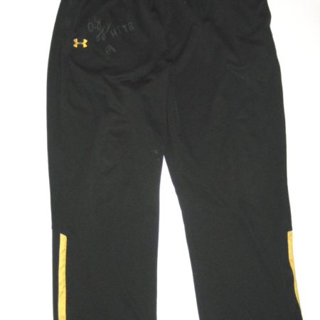 AJ Francis Washington Redskins Training Worn & Signed Black & Yellow Under Armour 3XL Sweatpants