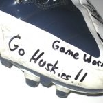 Tommy Myers Connecticut Huskies Game Worn & Signed White & Blue Nike Alpha Pro Cleats - Image 6